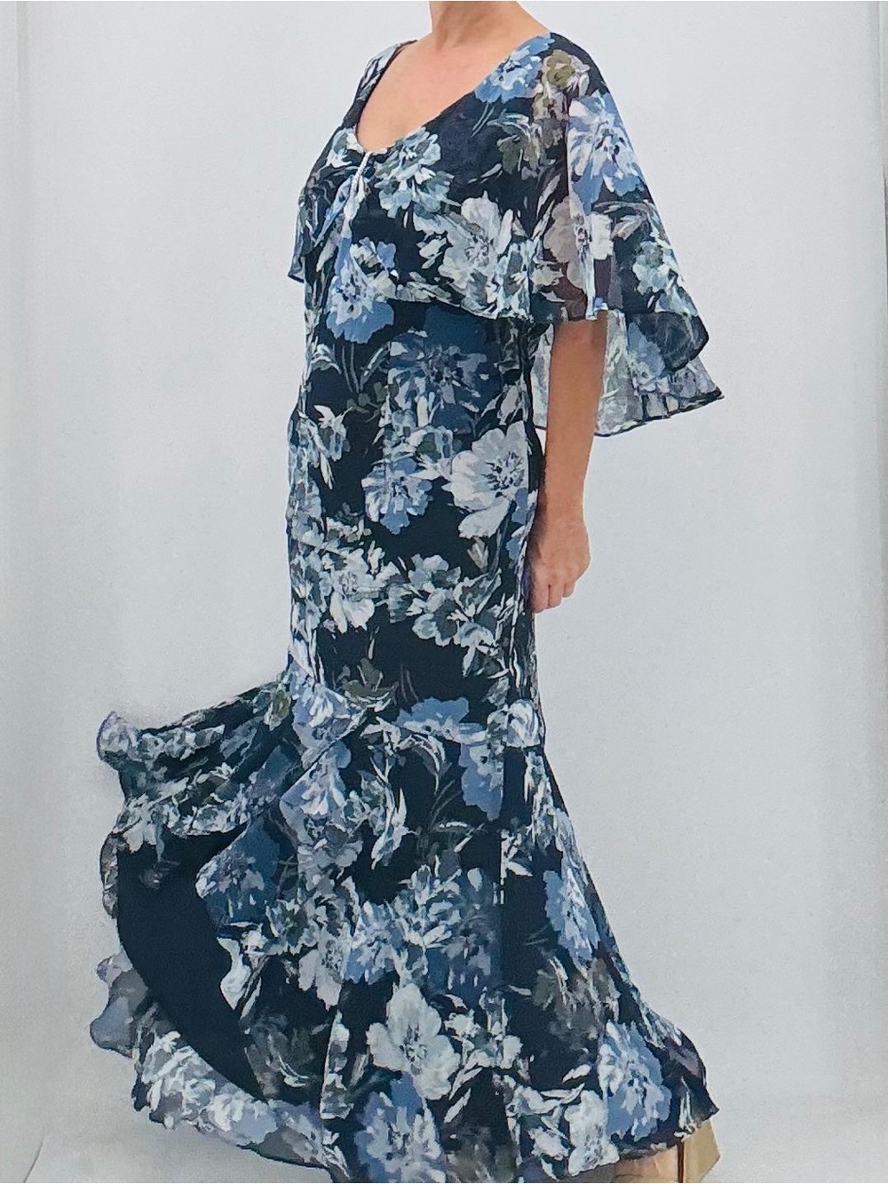 R&M Richards Whimsigoth Ethereal Fairy Floral Cocktail Wedding Guest Cape Dress - Picture 16 of 16